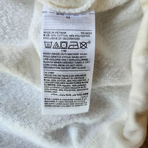 Old Navy Ivory Woman's Size Medium Sweatshirt Dynamic Fleece Gold Logo [B] - Picture 4 of 4